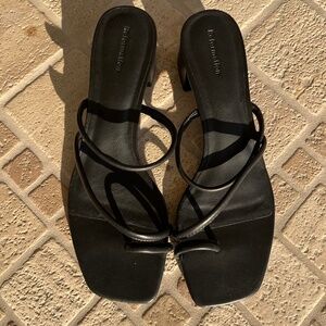 Reformation, low heel sandal, black